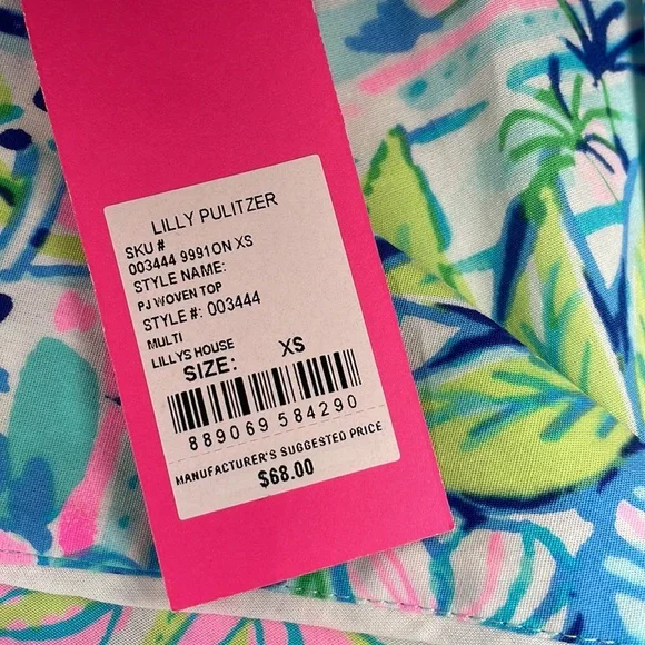 Lilly Pulitzer PJ Woven Top Lilly’s House - Size XS - Picture 8 of 13